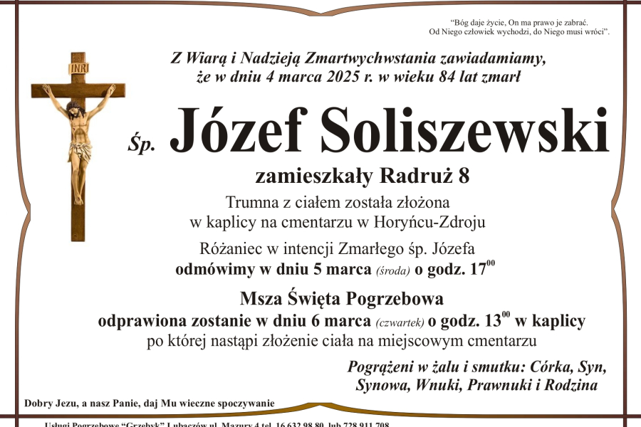 Zmarł Józef Soliszewski [84 lata]